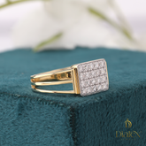 Gold-Plated Square Diamond Ring
