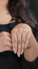 Delicate Floral Diamond Ring – Slim Gold Band