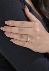 Delicate Floral Diamond Ring – Slim Gold Band