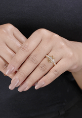 Elegant Gold-Plated Ring with Sparkling Cubic Zirconia Stones