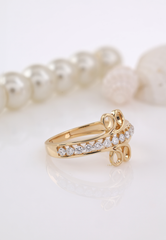 Elegant Gold-Plated Ring with Sparkling Cubic Zirconia Stones