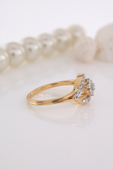 Gold-Plated Designer Ring with Sparkling Stone Embellishments