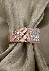 Men’s Rose Gold Diamond Cluster Ring – Rectangular Pavé Setting
