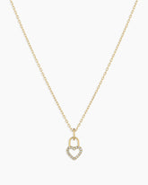 Diamond Heart Padlock Charm Necklace