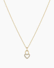 Diamond Heart Padlock Charm Necklace