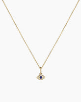 Diamond and Blue Sapphire Evil Eye Charm Necklace