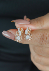 Floral Diamond Stud Earrings in Rose Gold