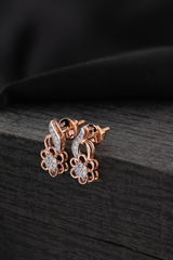 Floral Diamond Stud Earrings in Rose Gold