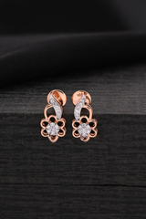 Floral Diamond Stud Earrings in Rose Gold