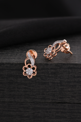 Floral Diamond Stud Earrings in Rose Gold