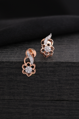 Floral Diamond Stud Earrings in Rose Gold