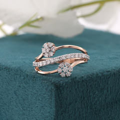 Rose Gold Floral Diamond Ring