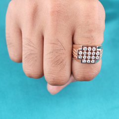 Rose Gold Honeycomb Diamond Cluster Ring for Men