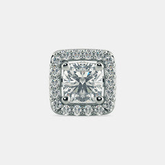 Cushion Halo Diamond Stud Earrings in White Gold – Timeless and Radiant