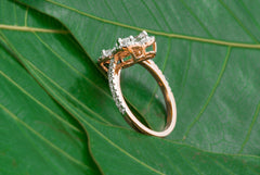 Exquisite Diamond Flower Ring with Marquise Petal Design