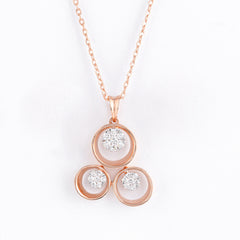 Blossoming Rose Gold Diamond Floral Pendant Set