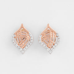 Geometric Leaf Rose Gold Diamond Pendant Set