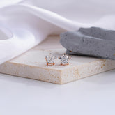 Six-Prong Diamond Stud Earrings with Rose Gold Setting
