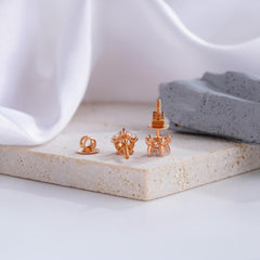 Six-Prong Diamond Stud Earrings with Rose Gold Setting