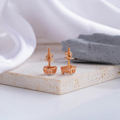 Half-Bezel Rose Gold Diamond Stud Earrings