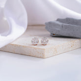 Radiant Square-Cut Diamond Stud Earrings in Rose Gold