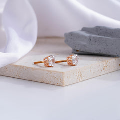 Radiant Square-Cut Diamond Stud Earrings in Rose Gold