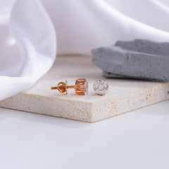 Radiant Square-Cut Diamond Stud Earrings in Rose Gold