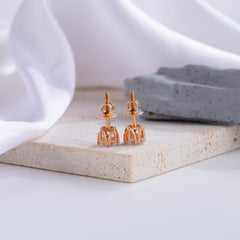Radiant Square-Cut Diamond Stud Earrings in Rose Gold
