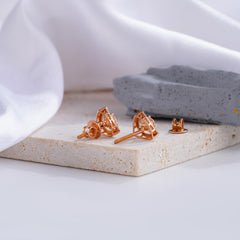 Triangular Bezel Set Rose Gold Diamond Stud Earrings