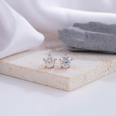 Timeless Round Brilliant Diamond Stud Earrings in Rose Gold