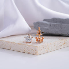 Timeless Round Brilliant Diamond Stud Earrings in Rose Gold