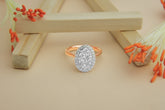 Elegant Oval-Shaped Diamond Cluster Ring in Rose Gold