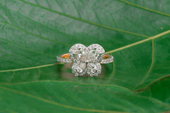 Exquisite Diamond Flower Ring with Marquise Petal Design
