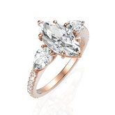 Tremendous Three Solitaire Diamond Ring With Marquise Cut & Pear Cut Diamond (1.50 CT. Marquise Cut)