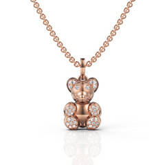Exquisite Diamond Teddy Bear Pendant Necklace