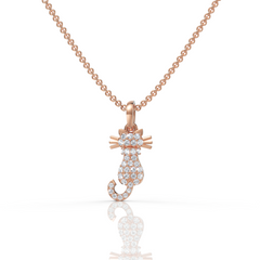 Exclusive Kitty Cat Diamond Pendant ( Neck Chain Is Not A Part Of The Product And Can Be Bought Separately )