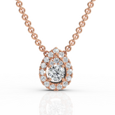Classic Pear Shape Round Cut Diamond Necklace