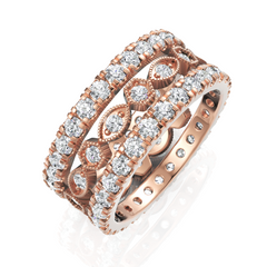 Glitter Round Cut Unique Bridal Eternity Ring Set