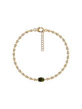 Green Tourmaline Linked Gold Bracelet