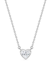 Lab Grown Solitaire Heart Diamond Necklace