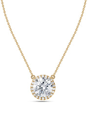 Ornate 2 Carat Solitaire Diamond Halo Necklace