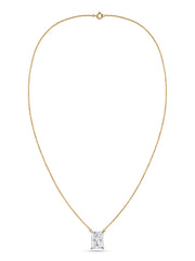 Radiant 1 Carat Solitaire Diamond Gold Necklace