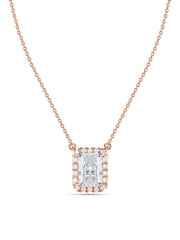 Ornate 1 Carat Solitaire Diamond Radiant Necklace