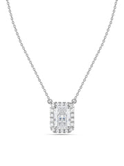 Ornate 1 Carat Solitaire Diamond Radiant Necklace