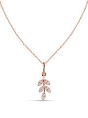 Leaf-Inspired Lab Diamond Gold Pendant With Chain