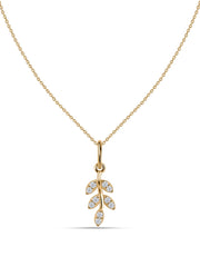 Leaf-Inspired Lab Diamond Gold Pendant With Chain