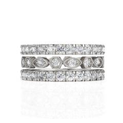 Glitter Round Cut Unique Bridal Eternity Ring Set