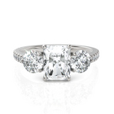 Delightful Three Stone solitaire Diamond ring With Radiant Cut & Round Cut Diamonds (1.50 CT. Radiant Cut)