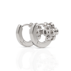 Bezel Setting Floral Diamond Hoop Earrings