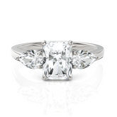 Radiant Cut & Pear Cut Three Stone Solitaire Diamond Ring (2.00 CT. Radiant Cut)